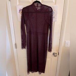 Free People Purple Sheer Lace Midi Dress Size M